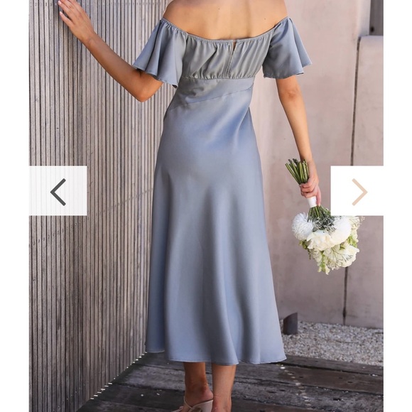 Billy J Blue Satin Midi Dress - Never Worn! - Picture 2 of 6